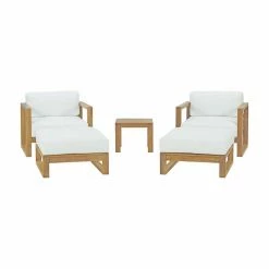 Hot Sale โ Teak Patio Sets Modway Upland Teak 5 Piece Outdoor Patio Conversation Set ๐