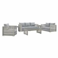Discount ๐ Resin Wicker Patio Sets Modway Aura All Weather Wicker 6 Piece Patio Conversation Set ๐คฉ