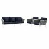 New 🧨 Aluminum Patio Sets Modway Stance Aluminum 3 Piece Patio Conversation Sofa Set ⌛