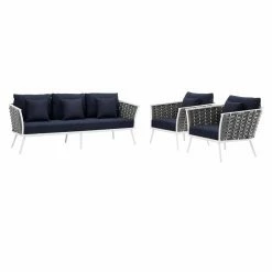 New ๐งจ Aluminum Patio Sets Modway Stance Aluminum 3 Piece Patio Conversation Sofa Set โ