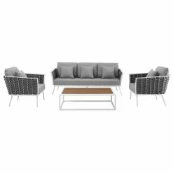 Promo โ๏ธ Aluminum Patio Sets Modway Stance Aluminum 4 Piece Patio Sofa Conversation Set ๐