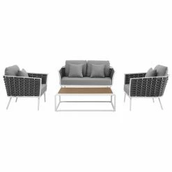 Best reviews of 🌟 Aluminum Patio Sets Modway Stance Aluminum 4 Piece Patio Loveseat Conversation Set 😍