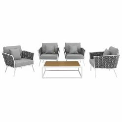 Cheapest 🥰 Aluminum Patio Sets Modway Stance Aluminum 5 Piece Outdoor Conversation Set 🎁