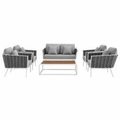 New ๐ Aluminum Patio Sets Modway Stance Aluminum 6 Piece Patio Sofa Conversation Set ๐