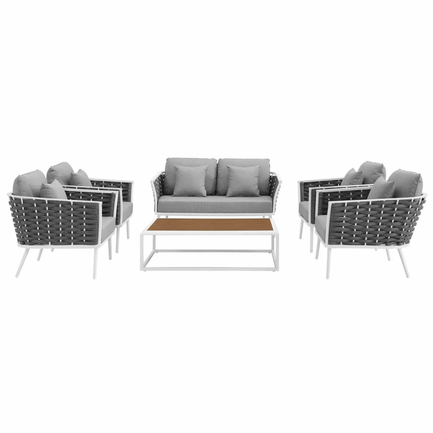 New 🛒 Aluminum Patio Sets Modway Stance Aluminum 6 Piece Patio Sofa Conversation Set 🌟