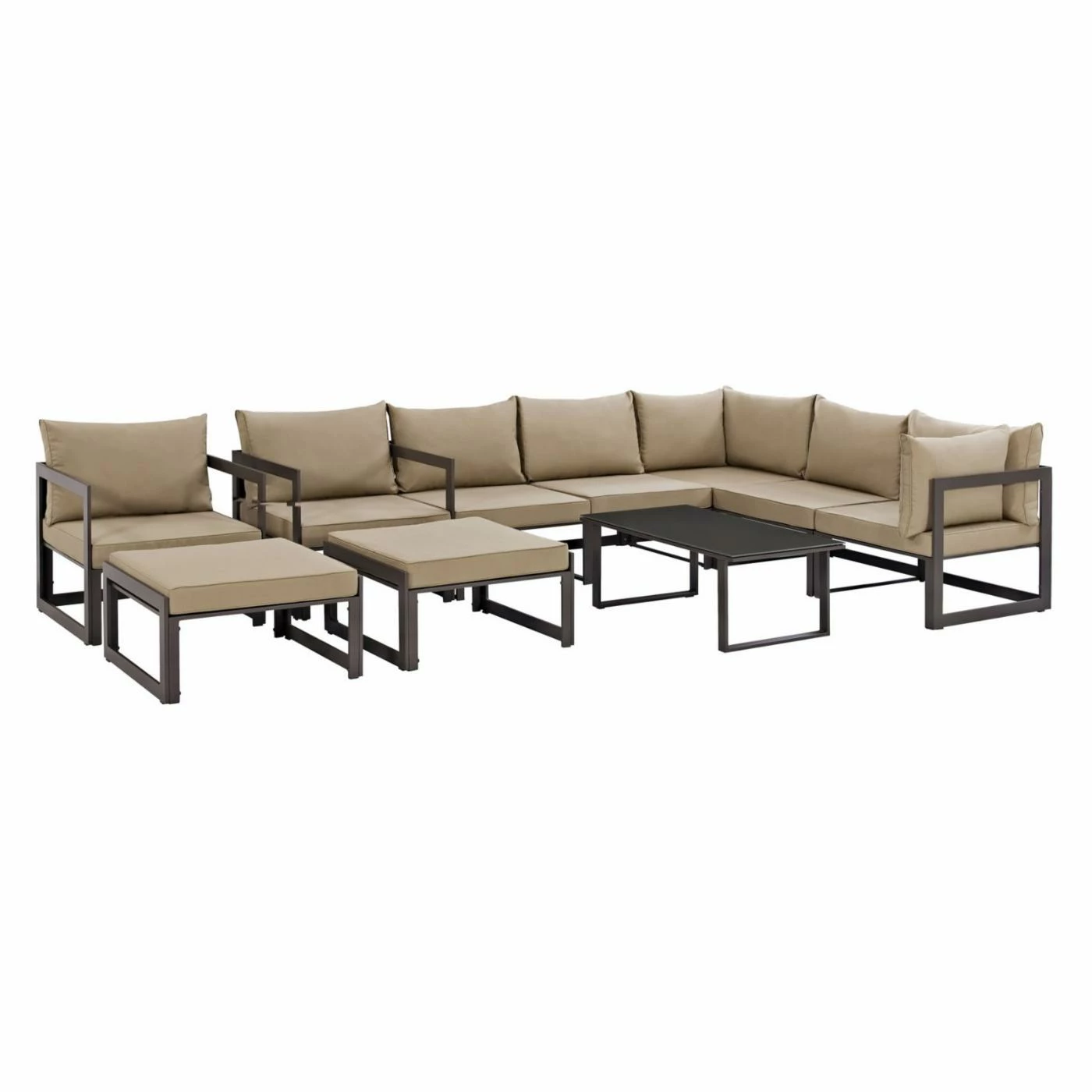 Cheapest 🎉 Aluminum Patio Sets Modway Fortuna 10 Piece Patio Sectional Sofa Set 🎉