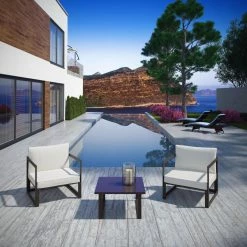 Promo 🛒 Aluminum Patio Sets Modway Fortuna 3 Piece Aluminum Patio Sectional Sofa Set 😀