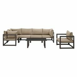 Budget ⌛ Aluminum Patio Sets Modway Fortuna 7 Piece Poolside Patio Sectional Sofa Set 🔥
