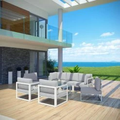 Outlet ๐ฏ Aluminum Patio Sets Modway Fortuna 8 Piece Patio Sectional Sofa Set ๐