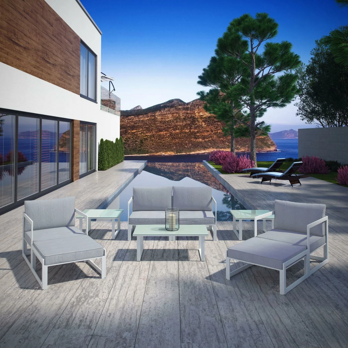 New โ๏ธ Aluminum Patio Sets Modway Fortuna 9 Piece Patio Sectional Sofa Set โค๏ธ