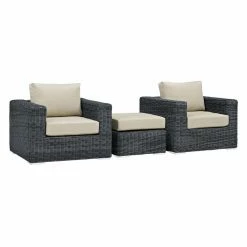 Outlet 🔥 Resin Wicker Patio Sets Modway Summon 3 Piece Wicker Conversation Set 🌟