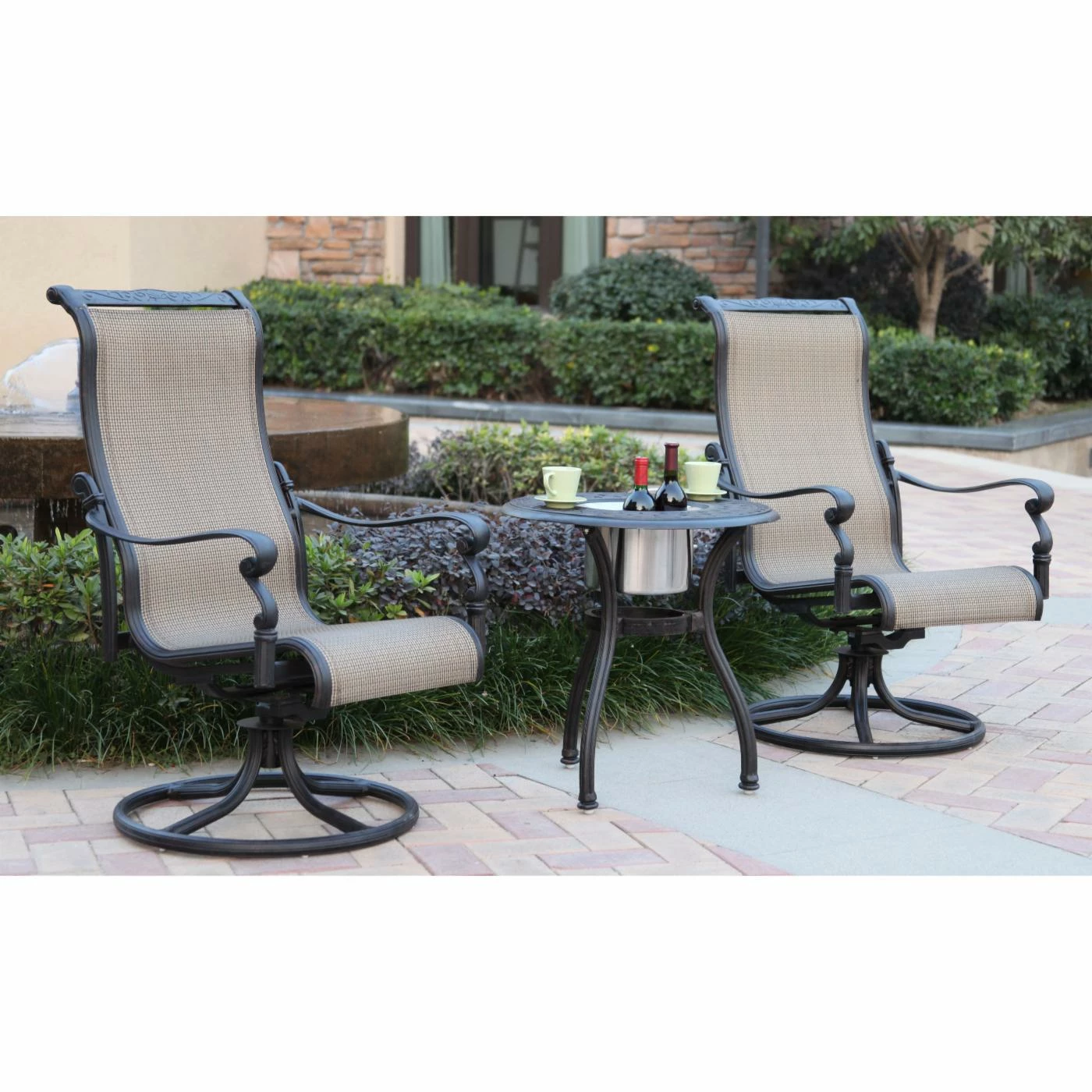 Wholesale ๐ฅฐ Aluminum Patio Sets Darlee Monterey Cast Aluminum 3 Piece Round Patio Bistro Set With Ice Bucket โ๏ธ
