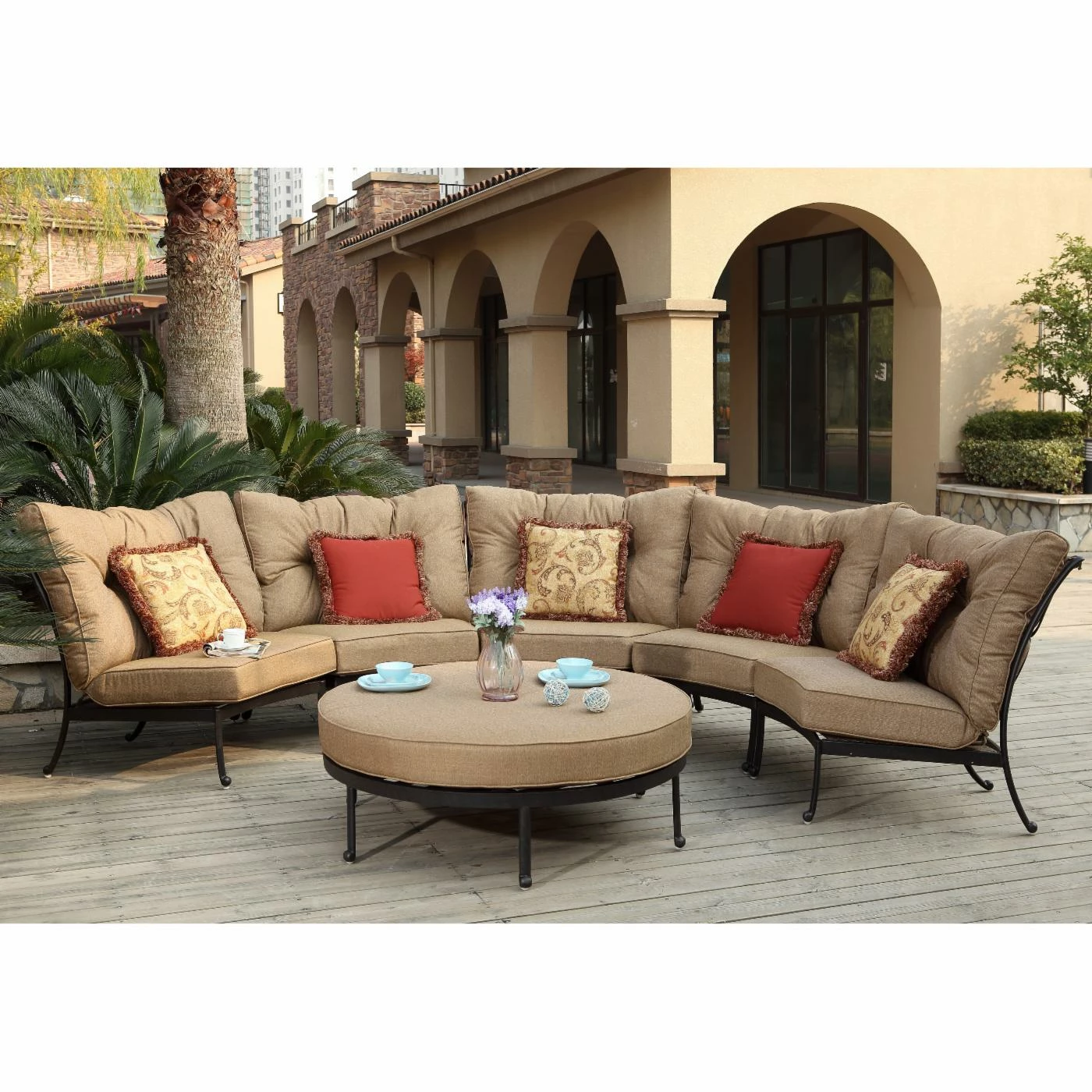 Best deal 🎉 Aluminum Patio Sets Darlee Santa Anita Cast Aluminum 6 Piece Patio Conversation Set - Antique Bronze ⭐