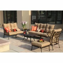 New 🔔 Aluminum Patio Sets Darlee Santa Anita Cast Aluminum 6 Piece Patio Deep Seating Conversation Set 🌟