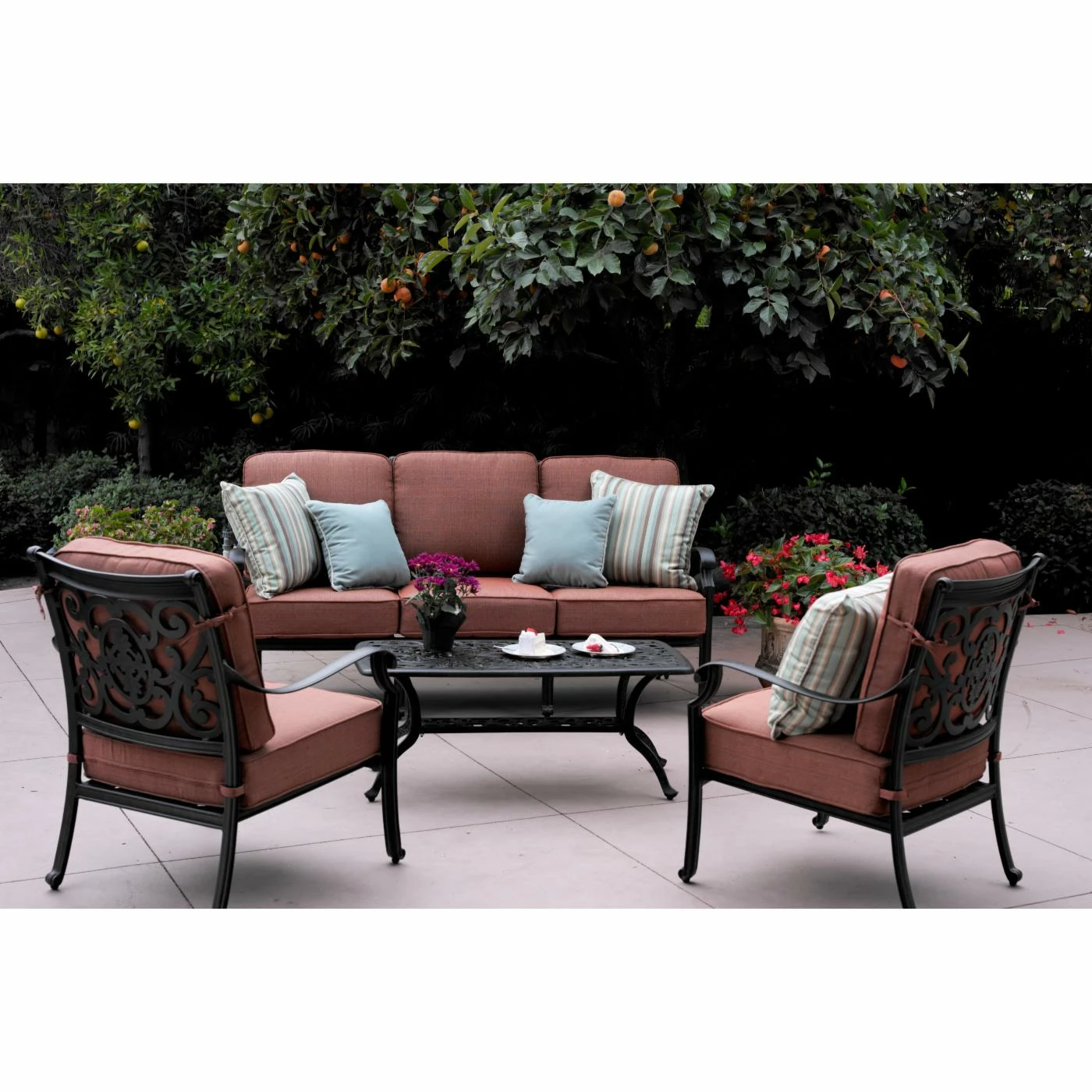 Wholesale ๐ Aluminum Patio Sets Darlee St. Cruz Cast Aluminum 4 Piece Conversation Set โจ