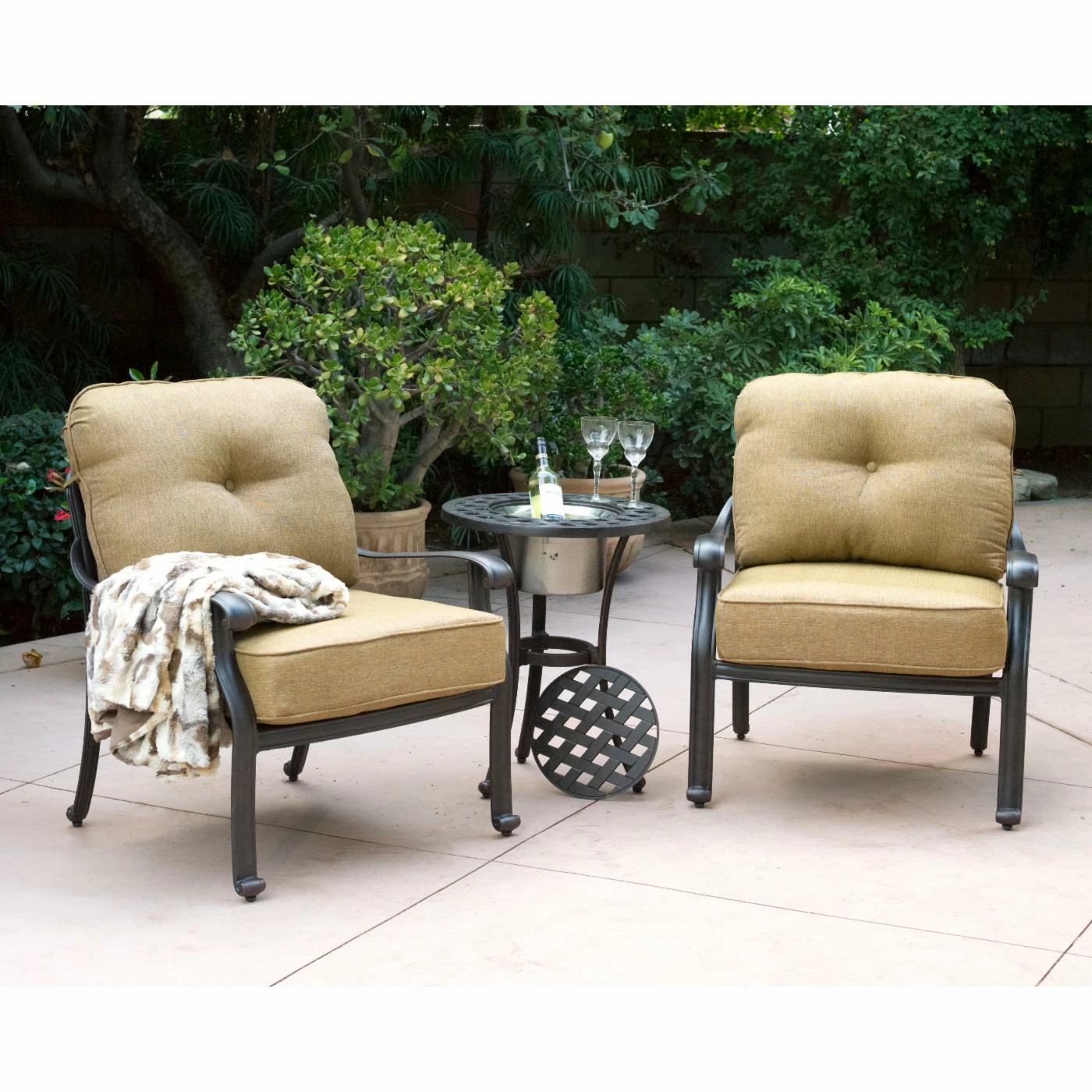 Budget โ๏ธ Aluminum Patio Sets Darlee Elizabeth 3 Piece Round Aluminum Patio Conversation Set With Ice Table ๐