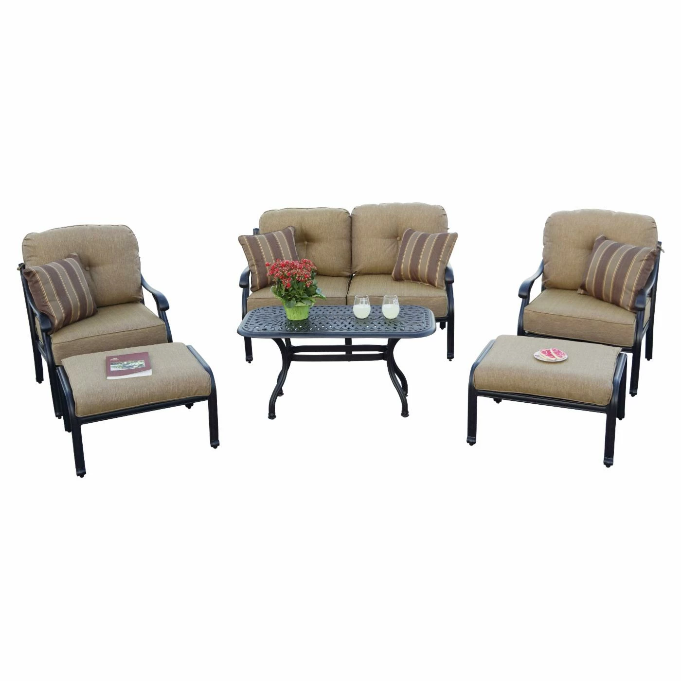 Best Pirce โค๏ธ Aluminum Patio Sets Darlee Nassau 6 Piece Aluminum Deep Seating Patio Conversation Set ๐