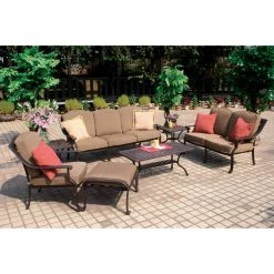 Promo 💯 Aluminum Patio Sets Darlee Ten Star 7 Piece Aluminum Deep Seating Patio Conversation Set 🥰
