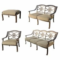 Hot Sale 💯 Aluminum Patio Sets Darlee Ten Star 4 Piece Aluminum Deep Seating Patio Conversation Set 🤩