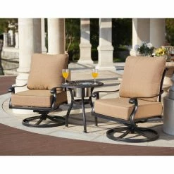 New 👍 Aluminum Patio Sets Darlee Capri 3 Piece Aluminum Round Patio Conversation Set With Ice Table 🧨