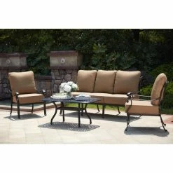Buy 🌟 Aluminum Patio Sets Darlee Capri 4 Piece Aluminum Deep Seating Patio Conversation Set ✨