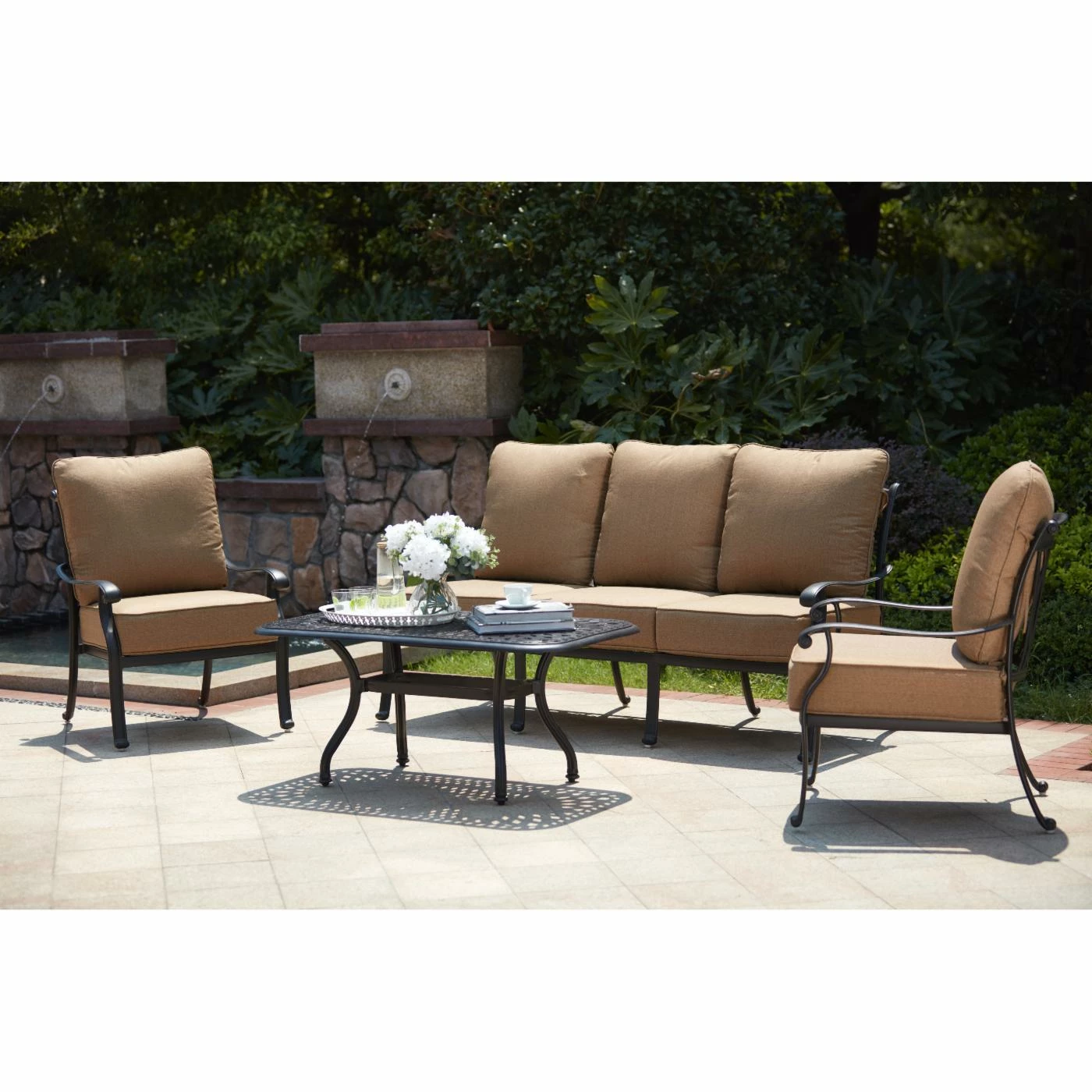 Buy ๐ Aluminum Patio Sets Darlee Capri 4 Piece Aluminum Deep Seating Patio Conversation Set โจ