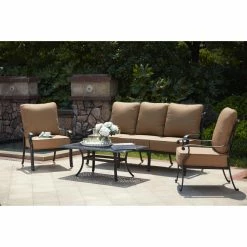 Outlet ๐ Aluminum Patio Sets Darlee Capri 4 Piece Aluminum Deep Seating 48 In. Table Patio Conversation Set โ