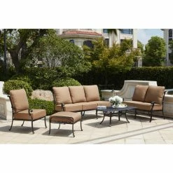 Best Sale 😍 Aluminum Patio Sets Darlee Capri 6 Piece Aluminum Deep Seating Patio Conversation Set ⭐
