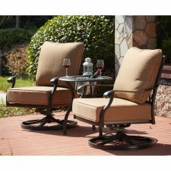 Discount 🥰 Aluminum Patio Sets Darlee Madison 3 Piece Aluminum Round Patio Conversation Set With Ice Table 😀