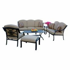 Best Pirce 🌟 Aluminum Patio Sets Darlee Ten Star Cast Aluminum 6 Piece Patio Conversation Set With Lattice Tables 😀