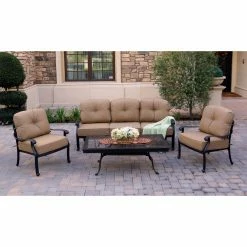 Best deal ๐ Aluminum Patio Sets Darlee Elisabeth 4 Piece Sofa Conversation Set With Granite Coffee Table ๐คฉ