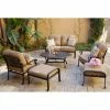 Promo 🤩 Aluminum Patio Sets Darlee Elisabeth 6 Piece Loveseat Conversation Set With Oval Coffee Table 🥰