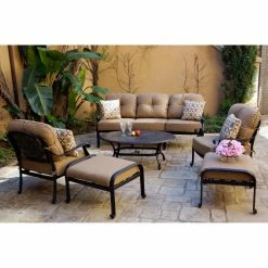 Flash Sale 🛒 Aluminum Patio Sets Darlee Elisabeth 6 Piece Sofa Conversation Set With Oval Coffee Table ❤️