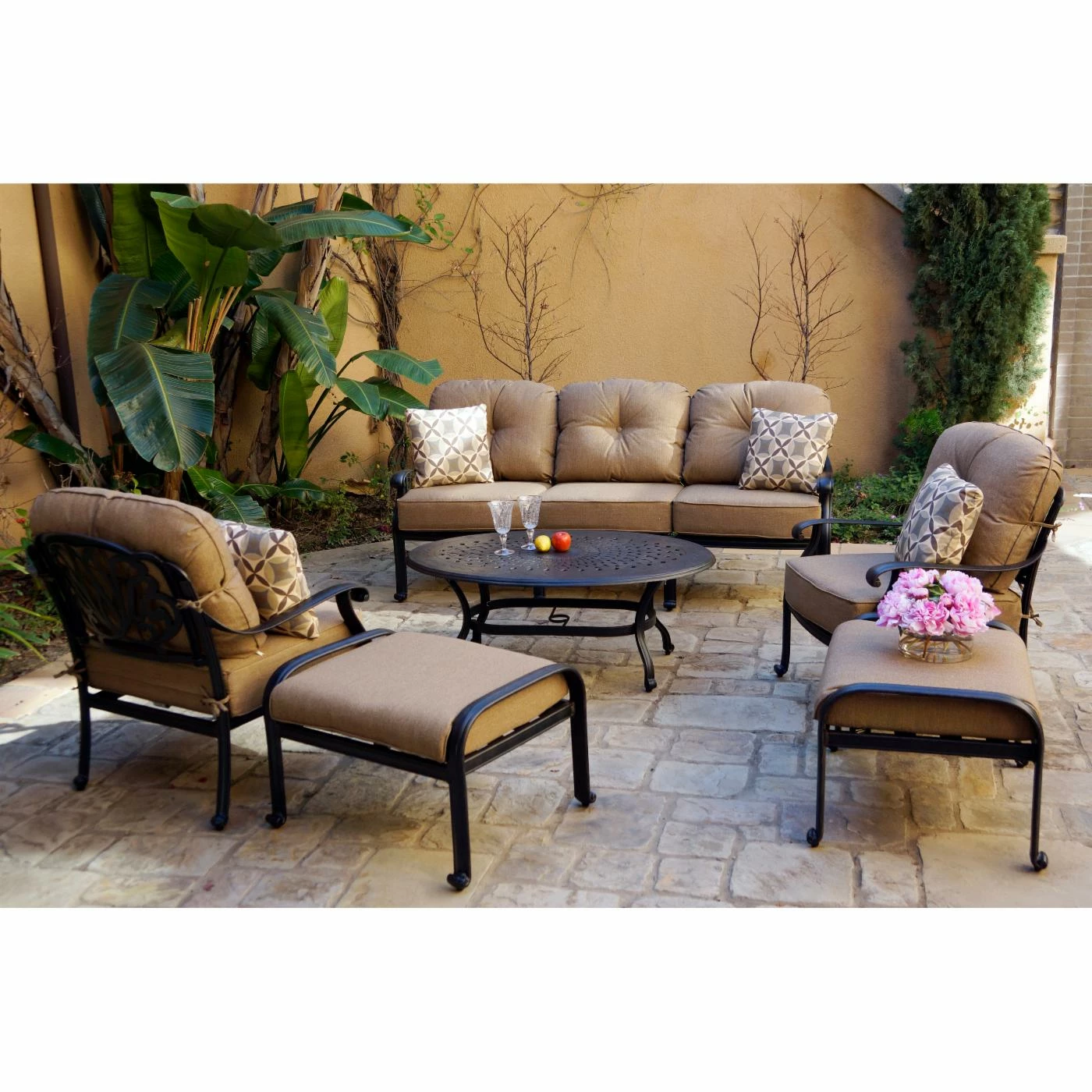 Flash Sale ๐ Aluminum Patio Sets Darlee Elisabeth 6 Piece Sofa Conversation Set With Oval Coffee Table โค๏ธ
