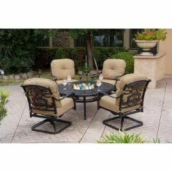 Budget ✨ Aluminum Patio Sets Darlee Santa Monica 5 Piece Conversation Set With Ice Bucket Insert ✔️