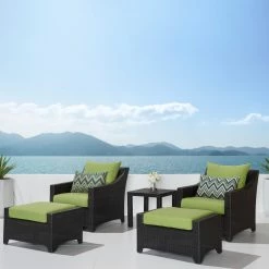 Hot Sale 🛒 Resin Wicker Patio Sets RST Brands Deco 5 Piece Club Chair And Ottoman Set 👍