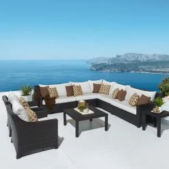 Hot Sale 🥰 Resin Wicker Patio Sets RST Brands Deco 9 Piece Corner Sectional Sofa And Club Chair Set ✔️