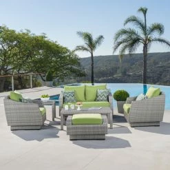Outlet ๐ Resin Wicker Patio Sets RST Brands Cannes 6 Piece Loveseat Conversation Set ๐