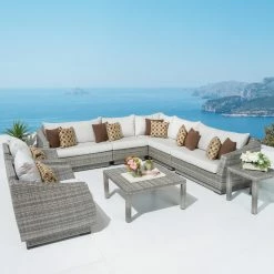 Discount 🧨 Resin Wicker Patio Sets RST Brands Cannes 9 Piece Sectional Conversation Set 🎉