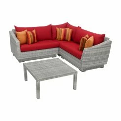 Hot Sale 😉 Resin Wicker Patio Sets RST Brands Cannes Resin Wicker 4 Piece Sectional Patio Conversation Set 🔔