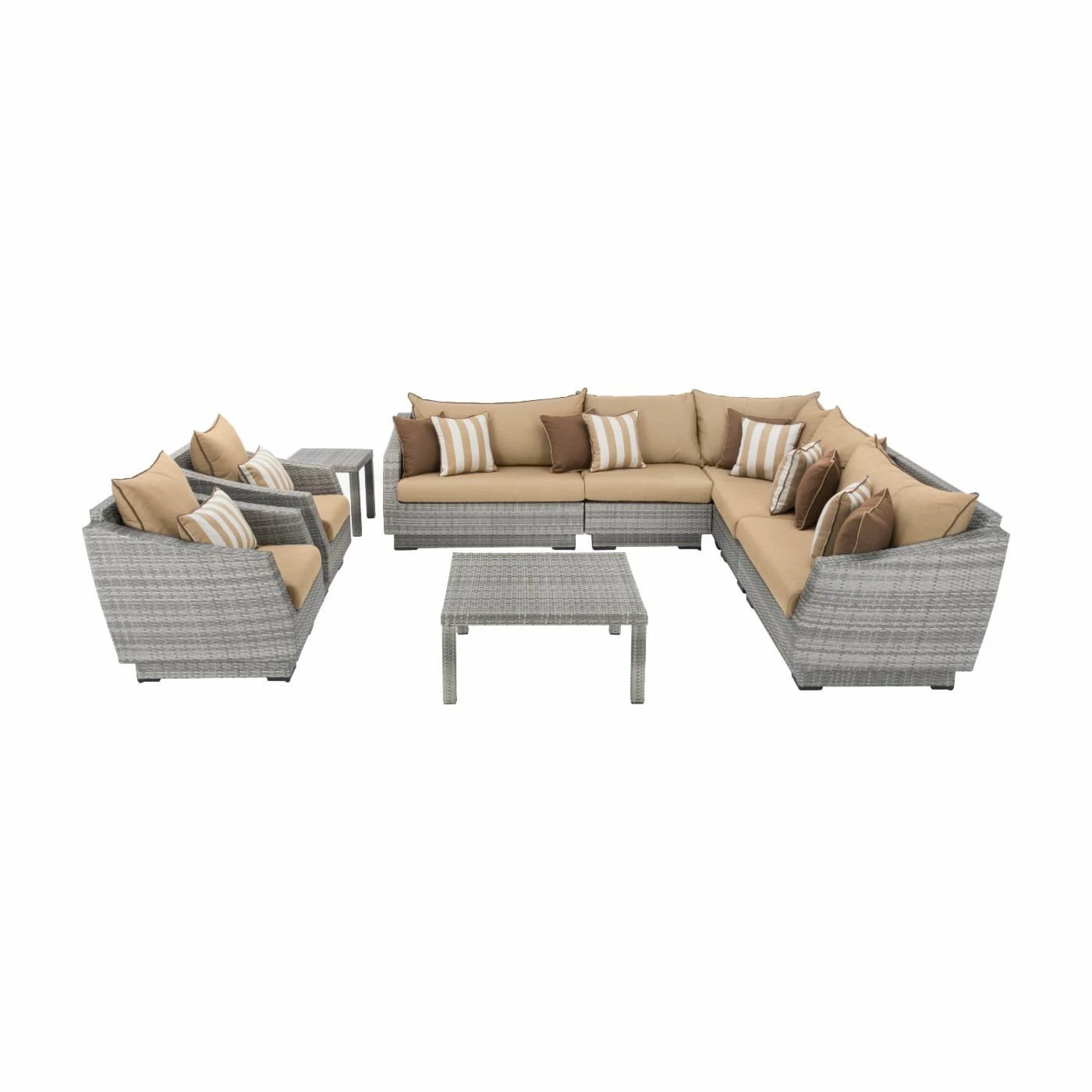 Best deal 😍 Resin Wicker Patio Sets RST Brands Cannes Resin Wicker 9 Piece Sectional Patio Conversation Set ⌛