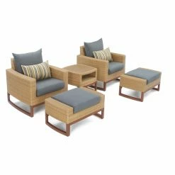 Discount 👏 Resin Wicker Patio Sets RST Brands Mili Wicker 5 Piece Conversation Set With Ottomans ❤️