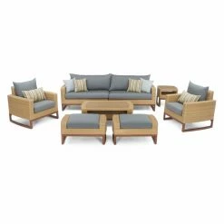 Best Pirce ✔️ Resin Wicker Patio Sets RST Brands Mili Wicker 8 Piece Patio Conversation Set 🛒