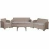 Best Pirce ⭐ Resin Wicker Patio Sets Flash Furniture Seneca 4 Piece Sofa And Loveseat Outdoor Faux Rattan Lounge Set 🎉