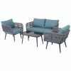 Deals ✨ Steel Patio Sets Northlight 4-Piece Caicos Outdoor Patio With Cushions Conversation Set 👍