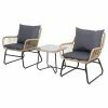 Budget 🧨 Wood Patio Sets Northlight 3-Piece Santa Cruz Rattan Outdoor Patio Chat Set With Cushions 🧨
