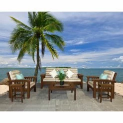 Best Sale 🎁 Wood Patio Sets Hershy Way Cypress Days End 6 Piece Wood Patio Conversation Set - Chocolate Brown 🤩