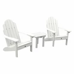 New 😀 Recycled Plastic Patio Sets Highwood USA Classic Westport 3 Piece Adirondack Chair Patio Conversation Set 🎉