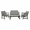 Hot Sale 🧨 Recycled Plastic Patio Sets Highwood USA Weatherly 4 Piece Garden Bench Patio Conversation Set 😀