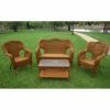 Hot Sale 🧨 Resin Wicker Patio Sets International Caravan San Tropez All-Weather Wicker Settee Set - Set Of 4 👍
